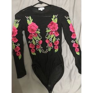 Floral mesh bodysuit